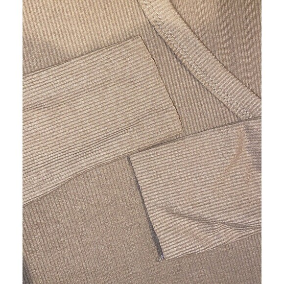 ANTHROPOLOGIE Anama Ribbed Cardigan Sweater Small Hi-Low Button Down Tan - Picture 10 of 11